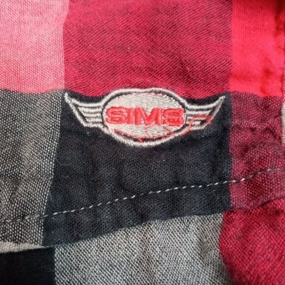 Sims Snowboarding Womens Shirt Red S Plaid Button Up Casual Pockets Comfort Logo - Picture 7 of 12